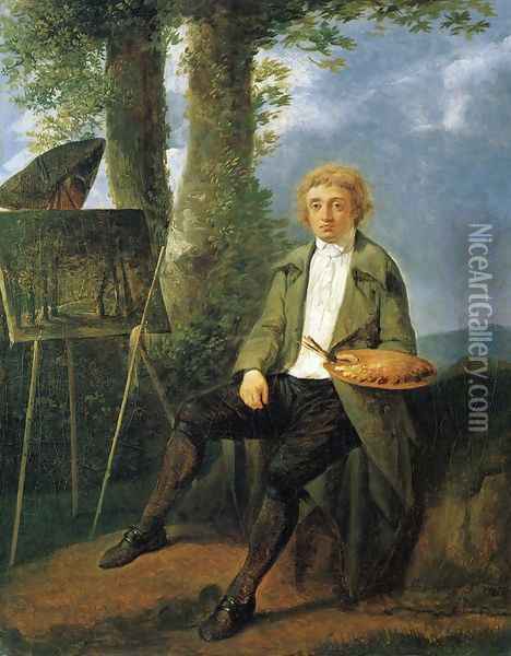 Conrad Gessner in a Landscape Oil Painting - Jacques-Henri Sablet