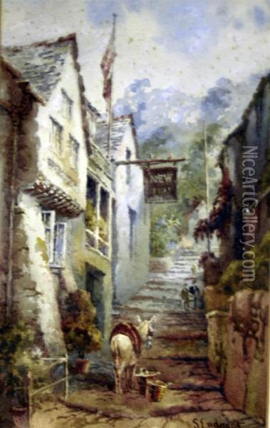 New Inn & Cottage, Clovelly Oil Painting - Sidney Endacott