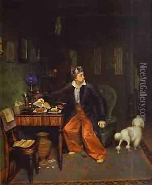Untimely Guest (Aristocrats Breakfast) 1849-50 Oil Painting - Pavel Andreevich Fedotov