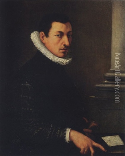 Portrat Eines Jungen Mannes Oil Painting - Giovanni Battista Moroni
