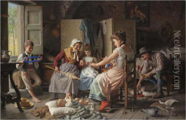 The Thread Of Life Oil Painting - Giovanni Battista Torriglia