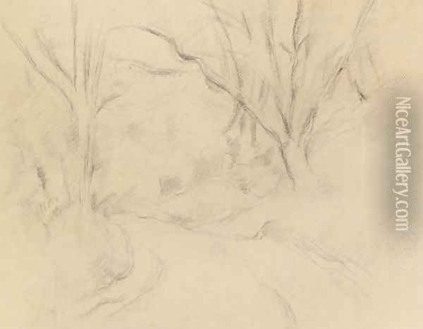 Tournant de route dans un bois Oil Painting - Paul Cezanne