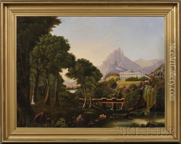 Allegorical Landscape The Dream Of Arcadia Oil Painting - Thomas Cole