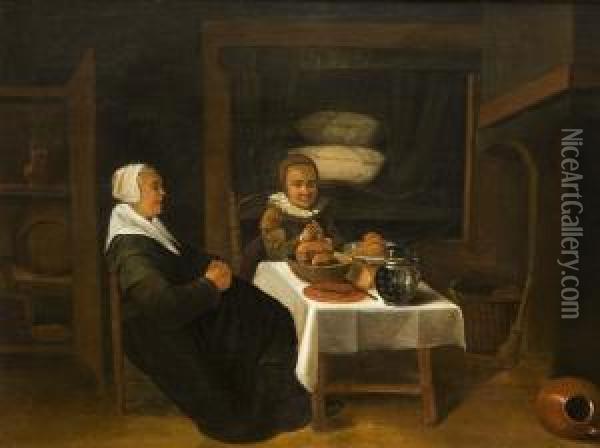Brotzeit Oil Painting - Quiringh Gerritsz. van Brekelenkam