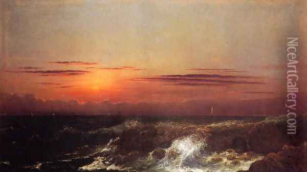 Sunset At Sea Oil Painting - Martin Johnson Heade