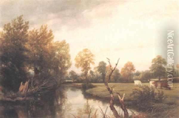 On The Leam Oil Painting - Thomas Baker