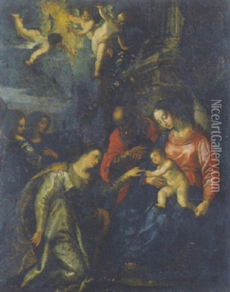 Il Matrimonio Mistico Di Santa Caterina Oil Painting - Hans Rottenhammer the Elder