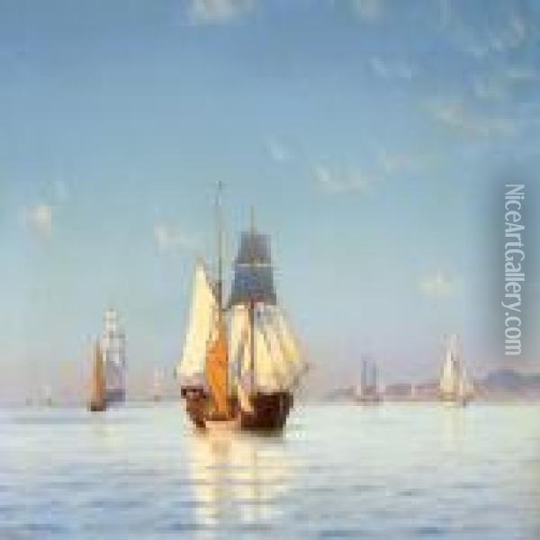 A Summer's Day At Sea Near Raageleje Oil Painting - Carl Johan Neumann
