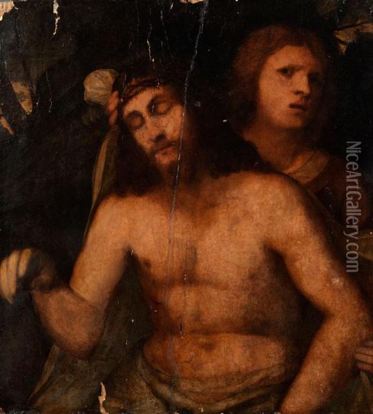 Pieta Christi Mit Einem Engel Oil Painting - Jacopo Negretti