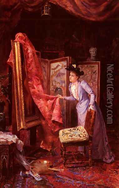 Il Studio Da Pittura (The Painting Studio) Oil Painting - Achille Vianelli