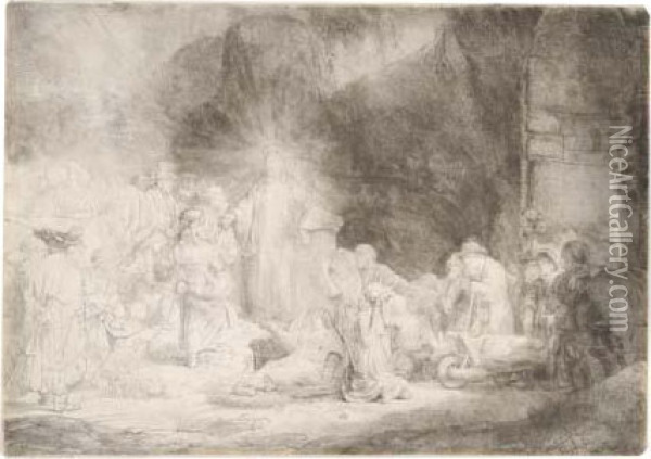 Christ Healing The Sick (the Hundred Guilder Print). Oil Painting - Rembrandt Van Rijn