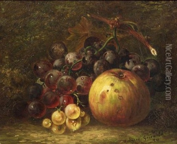 Still Life With Grapes And Apples Oil Painting - Julia Cornelia Widgery Griswald Slaughter