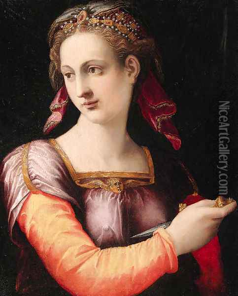 Lucretia Oil Painting - Michele di Ridolfo del Ghirlandaio (see Tosini)