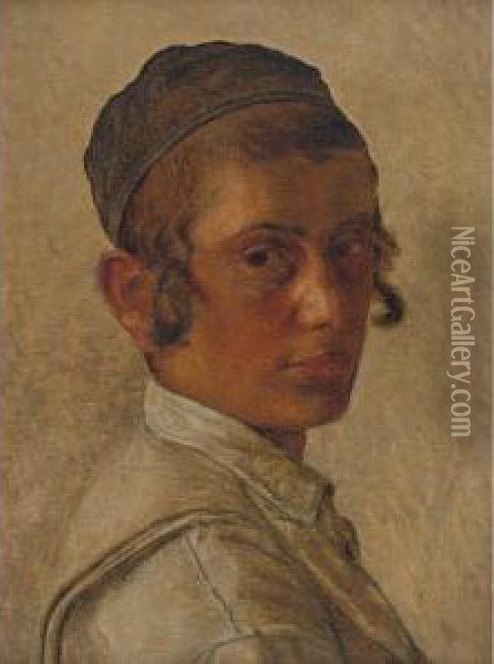 Portrait Of Young Orthodox Man Oil Painting - Isidor Kaufmann
