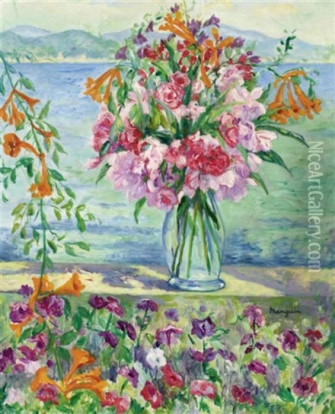 Lauriers-roses Et Petunias Oil Painting - Henri Charles Manguin