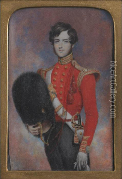 Portrait Of A Young British Army Officer Oil Painting - James Warren Childe