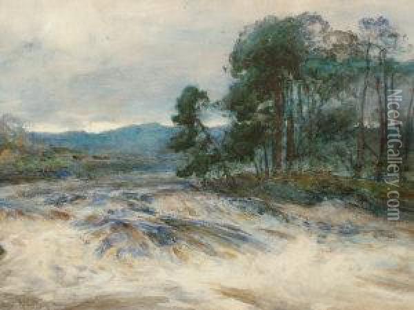 Highland River Scene Oil Painting - Frederick Stuart Richardson