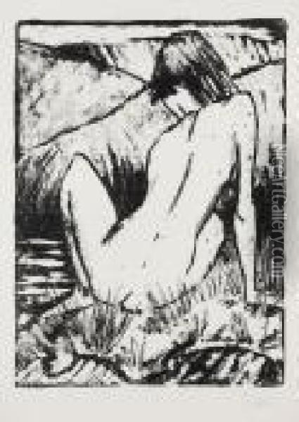 Olympia (sitzender Ruckenakt In Den Dunen) Oil Painting - Otto Mueller