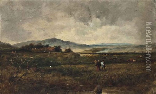 A Lowland Farm Oil Painting - George (Sir) Harvey