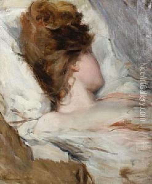 Lili Asleep Oil Painting - Albert De Belleroche