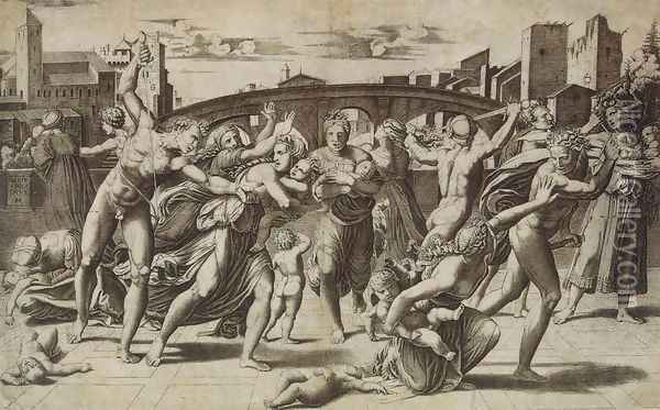 Massacre of the Innocents Oil Painting - Marcantonio Raimondi