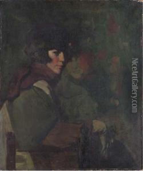 Portrait Of A Young Woman, Seated And Turned To The Right Oil Painting - Albert Rosenthal