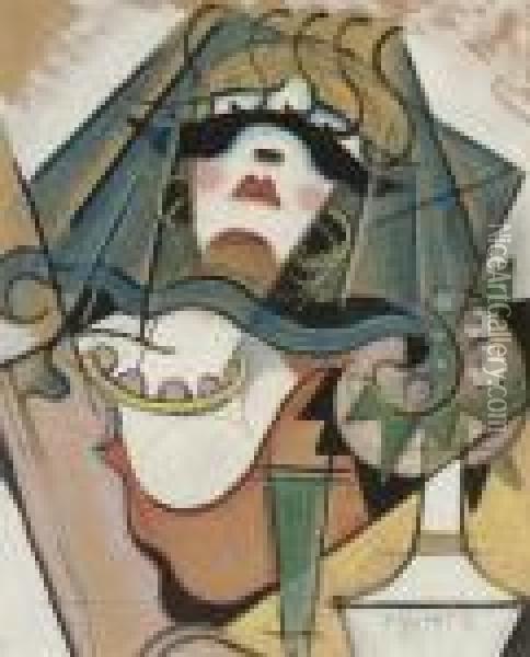 Veiled Woman Oil Painting - Hugo Scheiber