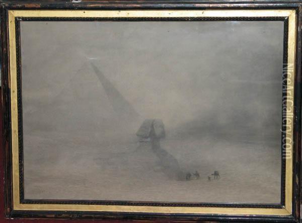 La Pyramide Et Sphinx Oil Painting - Ch. Theodore, Bey Frere