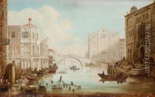 Scene From Venice Oil Painting - John Comley Vivian