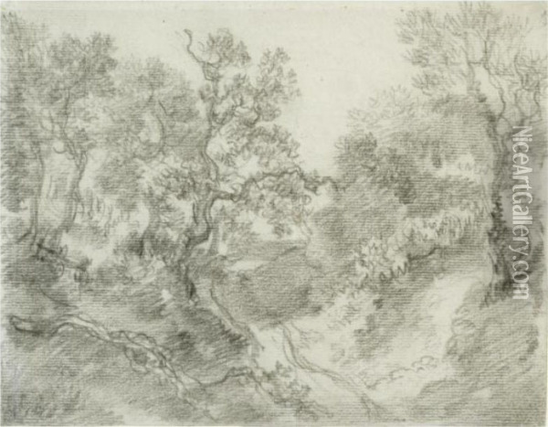 Wooded Landscape Oil Painting - Thomas Gainsborough