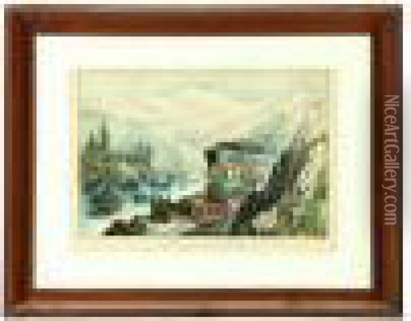 The Route To California Oil Painting - Currier & Ives Publishers