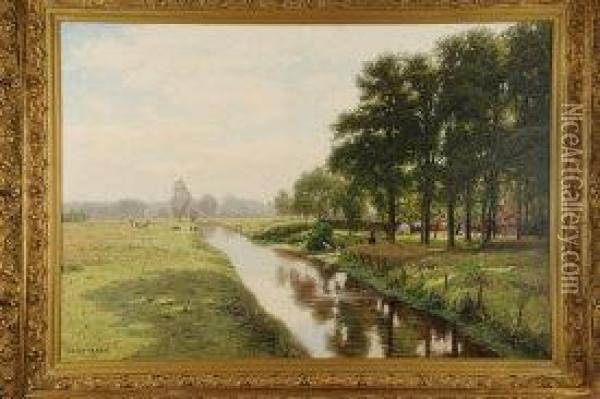 'lower Rhine Landscape', Oil Painting - Eduard Spoerer