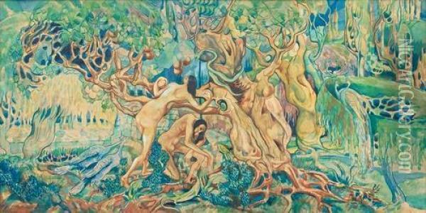Garden Of Eden Oil Painting - Wolf Kibel