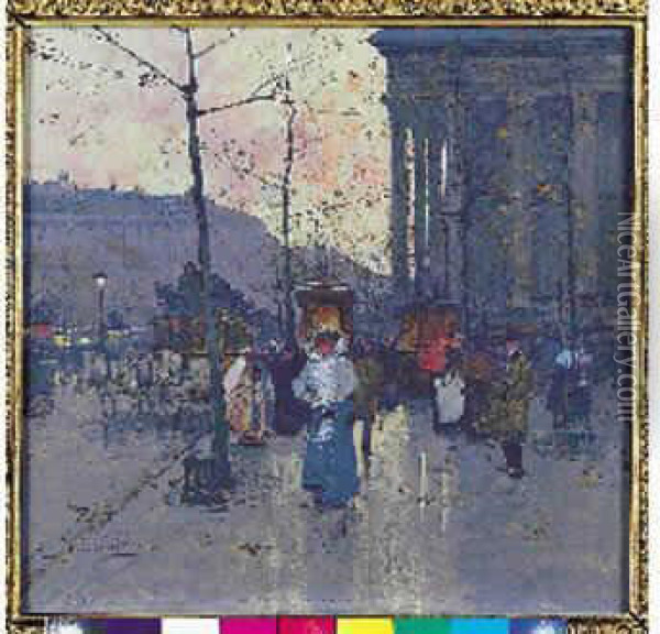 Paris, Fin De Journee A La Oil Painting - Eugene Galien-Laloue