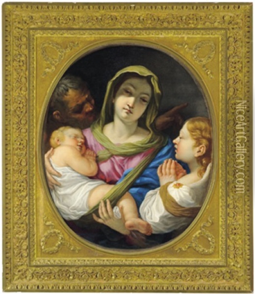 La Sacra Famiglia Con Un'angelo: Die Heilige Familie Mit Engel Oil Painting - Francesco (Imperiali) Ferdinandi