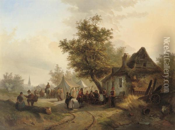 A Village Fair Oil Painting - Laurent Herman Redig