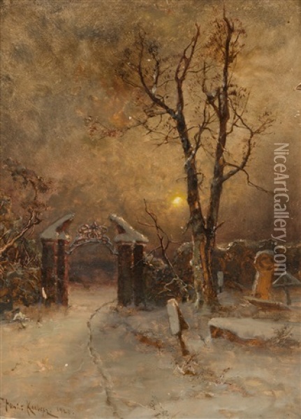 Old Cemetary Oil Painting - Yuliy Yulevich (Julius) Klever