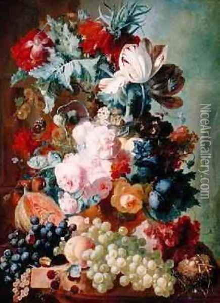 Flowers and Fruit Oil Painting - Jan van Os
