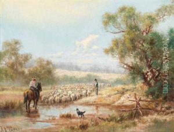 Shearing Time Oil Painting - James Alfred Turner