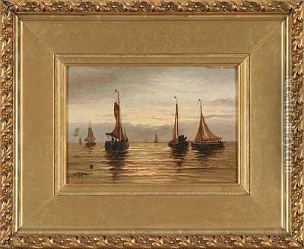 Auslaufende Fischerboote Im Morgengrauen Oil Painting - Willem Jun Gruyter