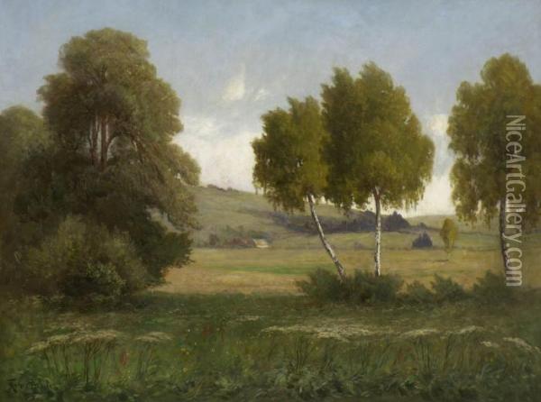Landschaft Mit Birken. Oil Painting - Franz Reder-Broily