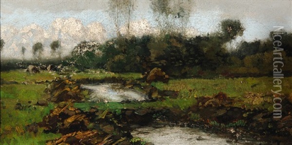 Meadow With Two Ponds Oil Painting - Cornelis Kuypers