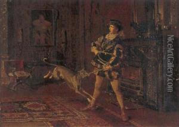 The Dog And His Master Oil Painting - Johann Hamza