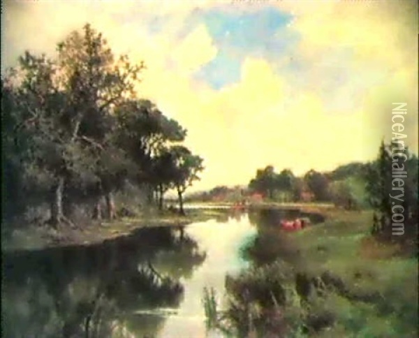 Riverside, The Thames Oil Painting - Henry H. Parker