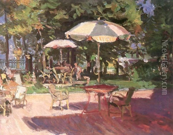 The Garden of Hotel Hullam 1956 Oil Painting - Imre Amos