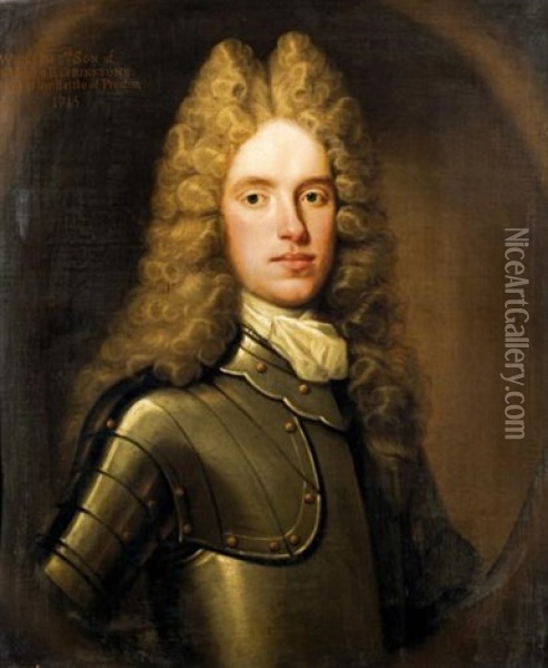 Portrait Of William, Son Of John, 8th Lord Elphinstone Oil Painting - William Aikman