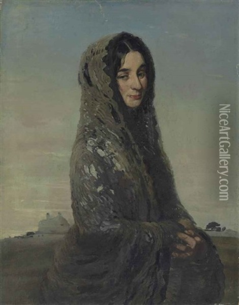 The Grey Shawl Oil Painting - William Nicholson