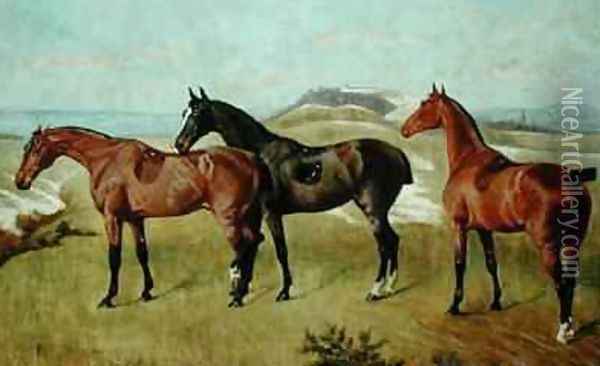 Three Horses Whissendine, Swallow and Tiptop, 1886 Oil Painting - George Paice