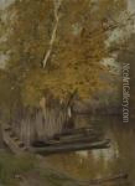 Herbstlicher Spreearm Mit Ruderbooten Oil Painting - Walter Moras