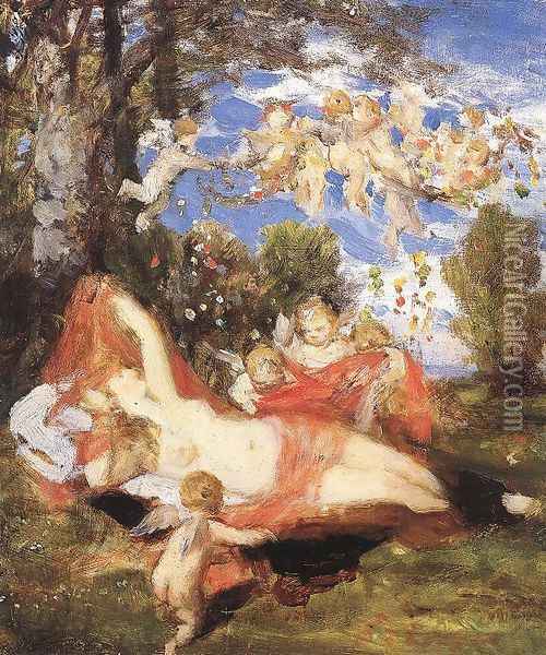 Awakening of Spring 1878 Oil Painting - Pal Merse Szinyei
